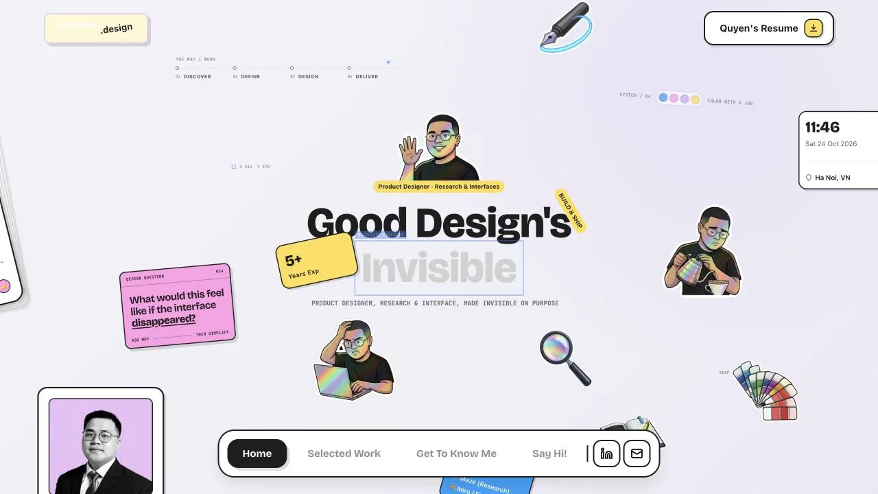 Quyen LM portfolio — playful illustrations and the Good Design’s Invisible headline